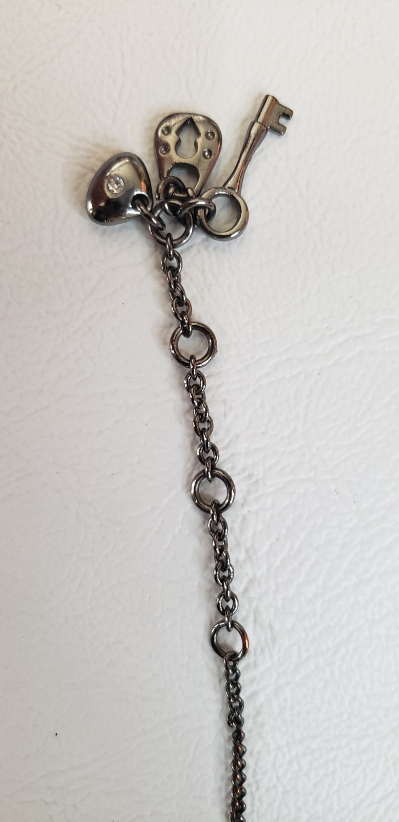 Fossil Necklace Gunmetal Finish with Black, Grey and Clear Crystals