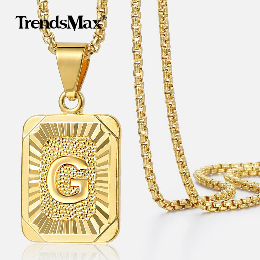 26 Letters Initial A-Z Necklace 14k Gold Plated Pendant Box Chain Choker 16-30″