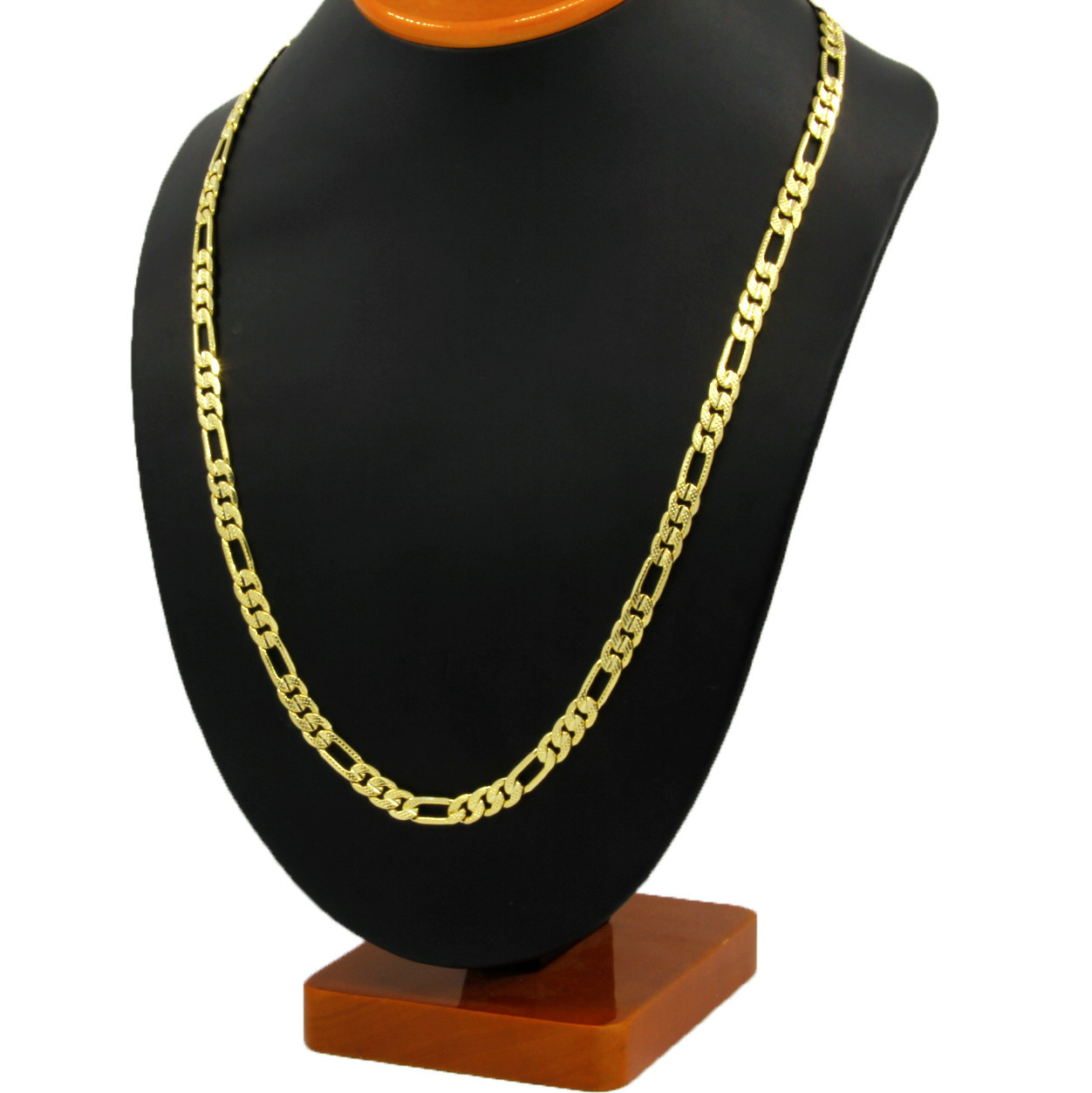 Mens 14K Gold Plated 3mm To 12mm Figaro Link Necklace Chain 24 Or 30 Inch