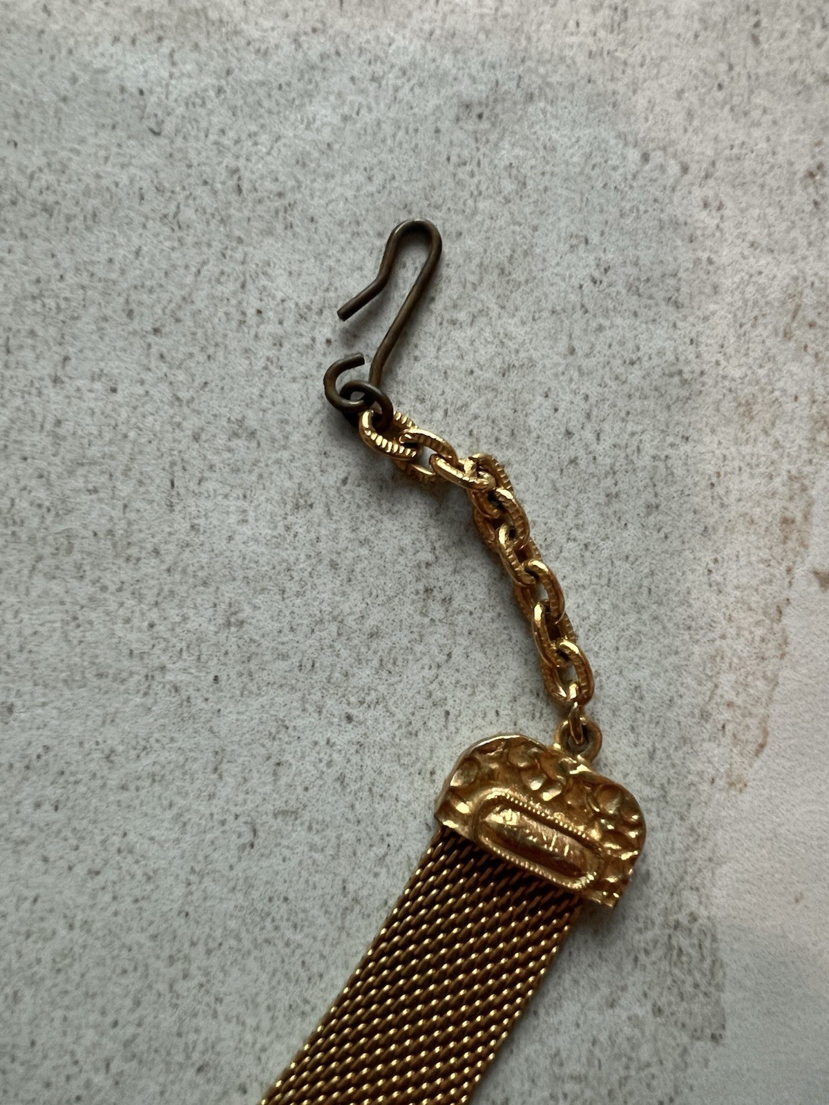 Florenza Gold Tone Mesh Choker Necklace Adjustable 12.5-16” Rare Piece! H4
