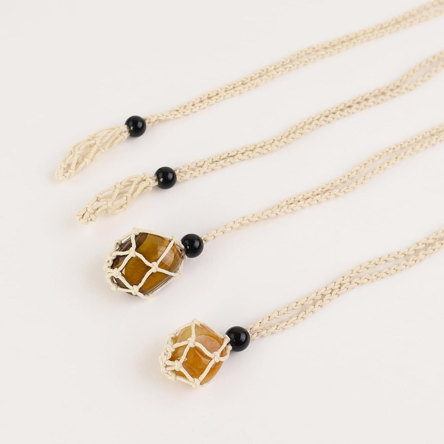 4 PCS Crystal Cage Necklace and Bracelet Cord Holder Empty Stone Holder