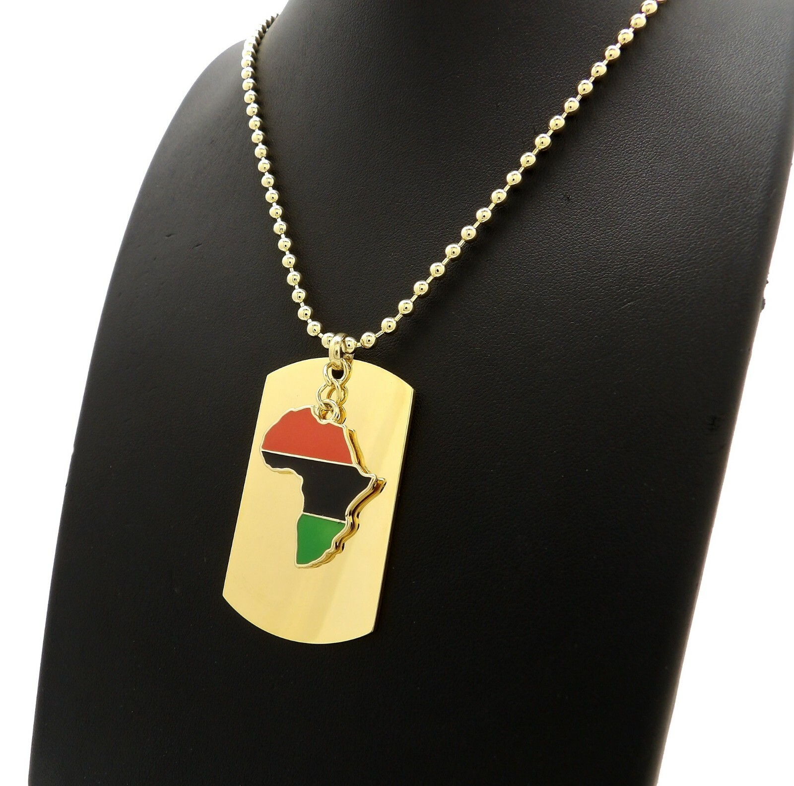 Hip Hop Egyptian Dog Tag Nefertiti Ankh Africa Pendant & 24″ Ball Chain Necklace