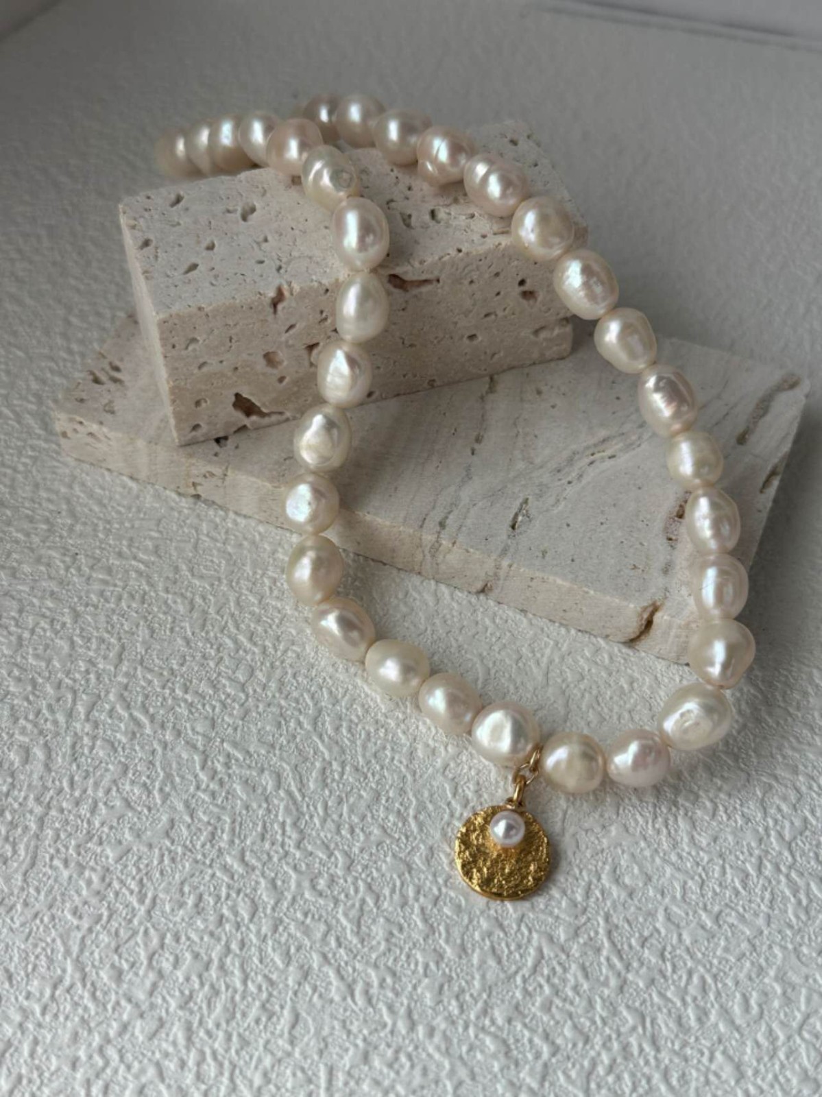 Radiant Harmony Pearl Necklace with Gold Medallion Elegant Necklace Vintage