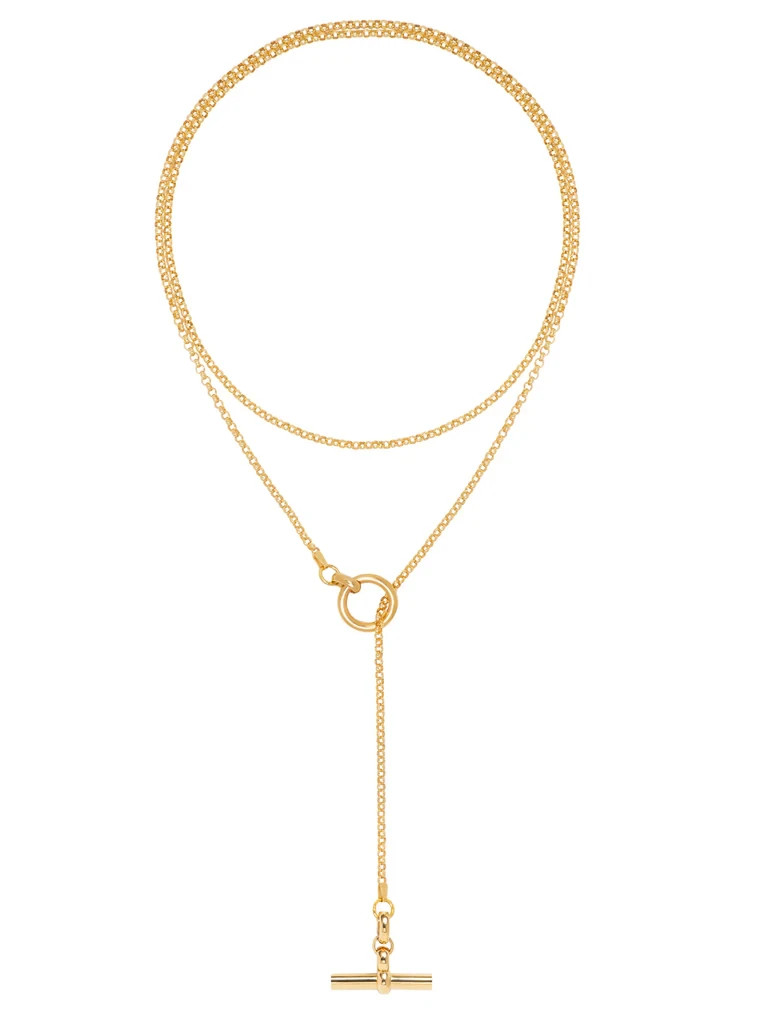 Rolo Chain Lariat Necklace Brass Metal T-Bar Necklace for gift