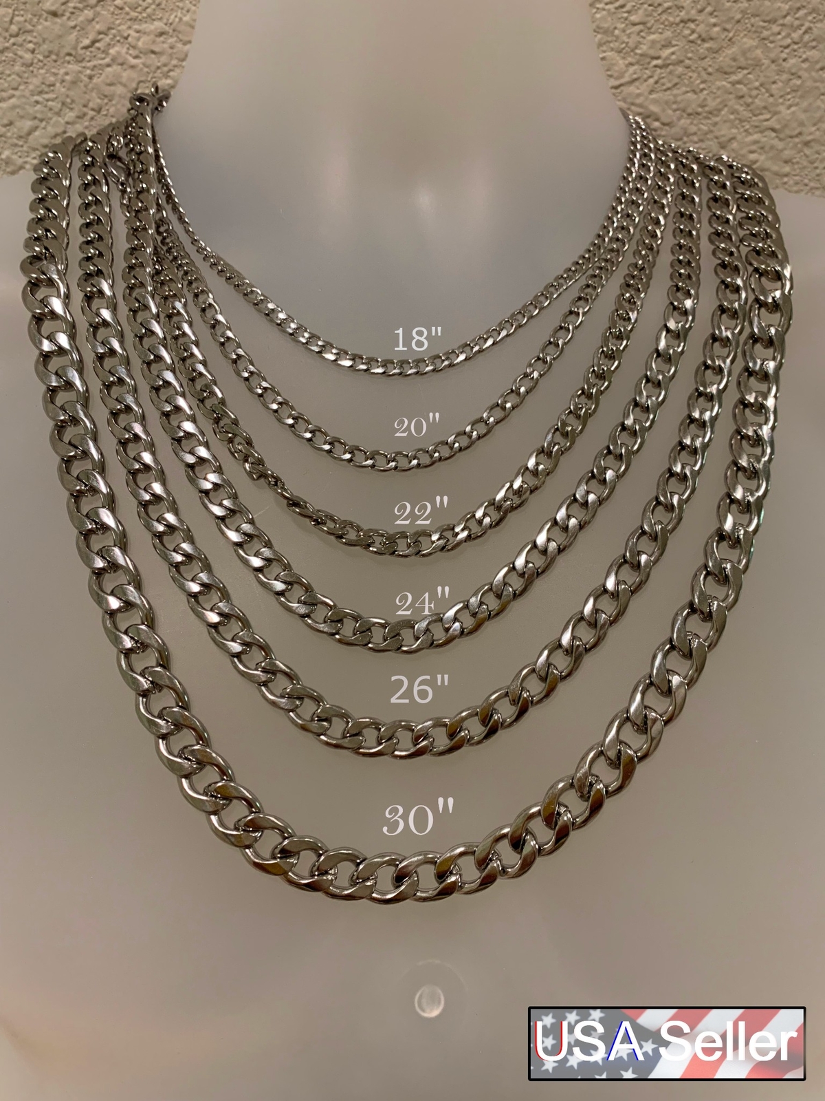 STAINLESS STEEL CUBAN CURB 16″-84″ SILVER CHAIN MEN NECKLACE 3/4/5/7/9/10/12 MM