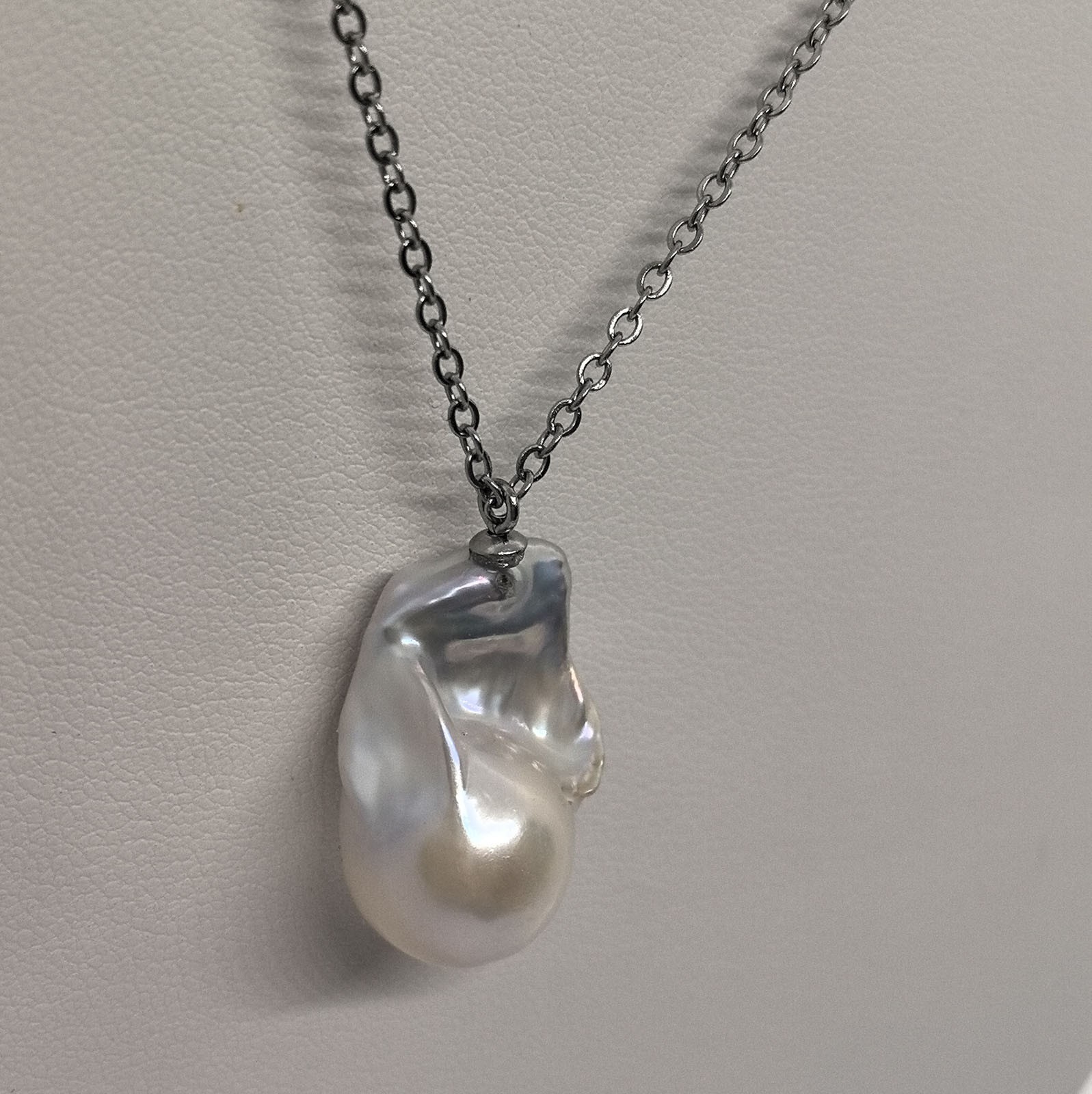 Natural 22mm Baroque Pearl Pendant Necklace Irregular Freshwater Pearl Jewelry