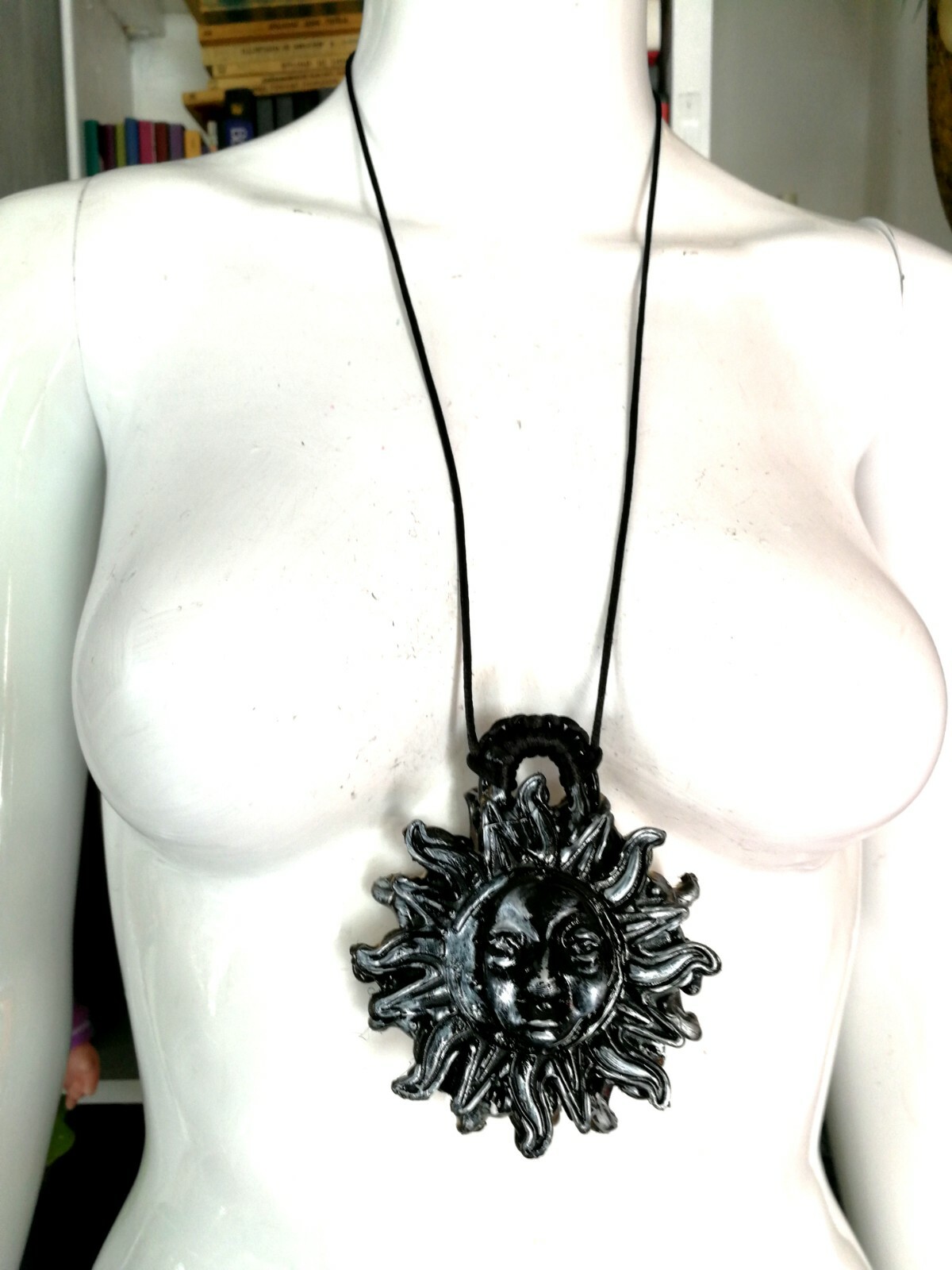 sun pendant black gold talisman amulet necklace wicca pagan collectibles jewelry