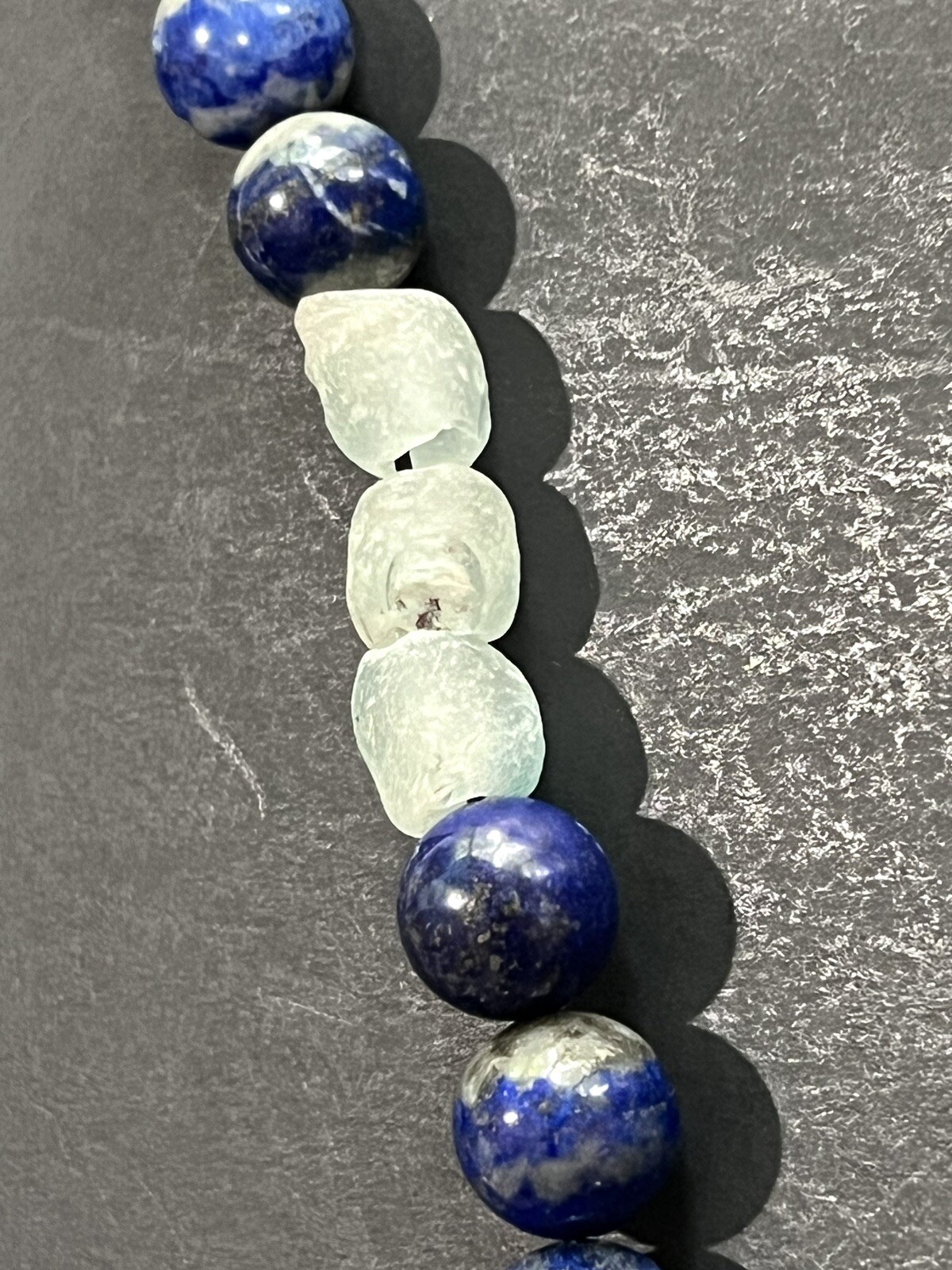 Handmade Jewish Star Of David Silver & Blue Beaded Elastic Chocker Necklace NEW