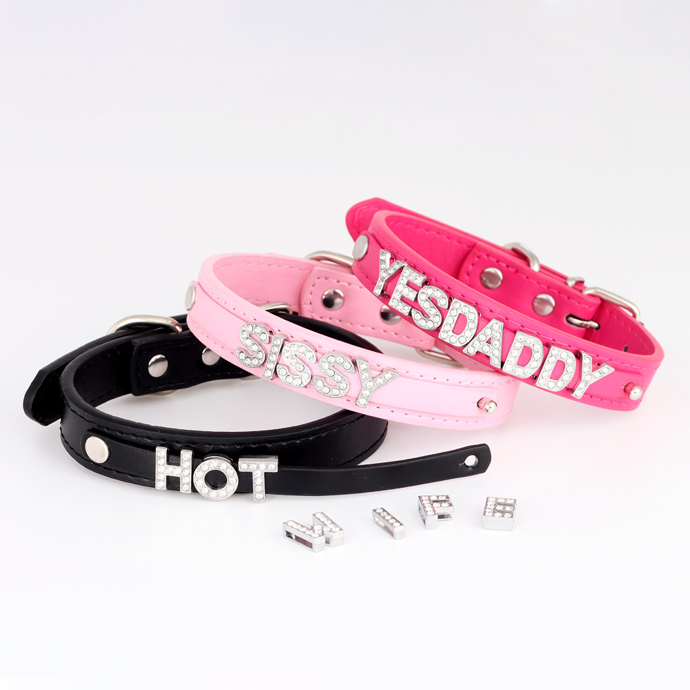 Necklace Choker Custom Chocker Collar BDSM Gift DIY SISSY Adjustable Letters