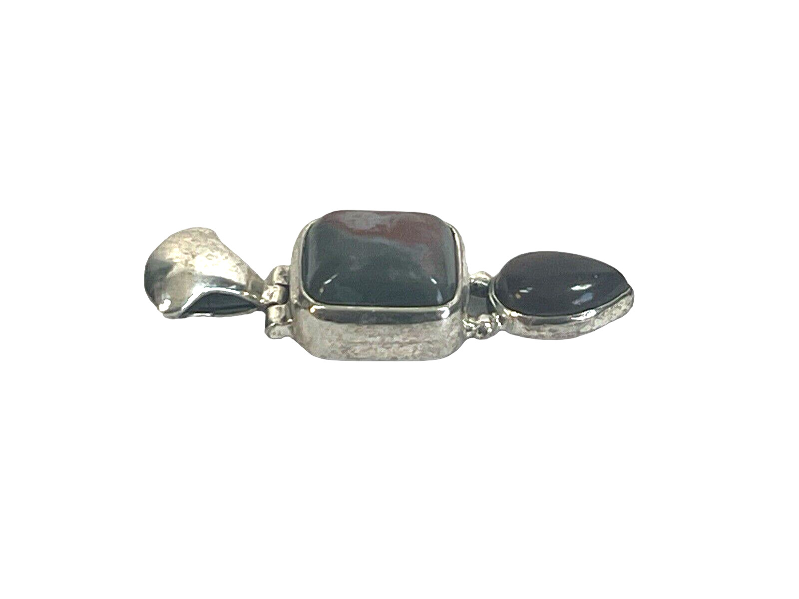 vtg Sterling Silver 21mm x 19mm Solid Framed Red Jasper Slider 925 Pendant 13g