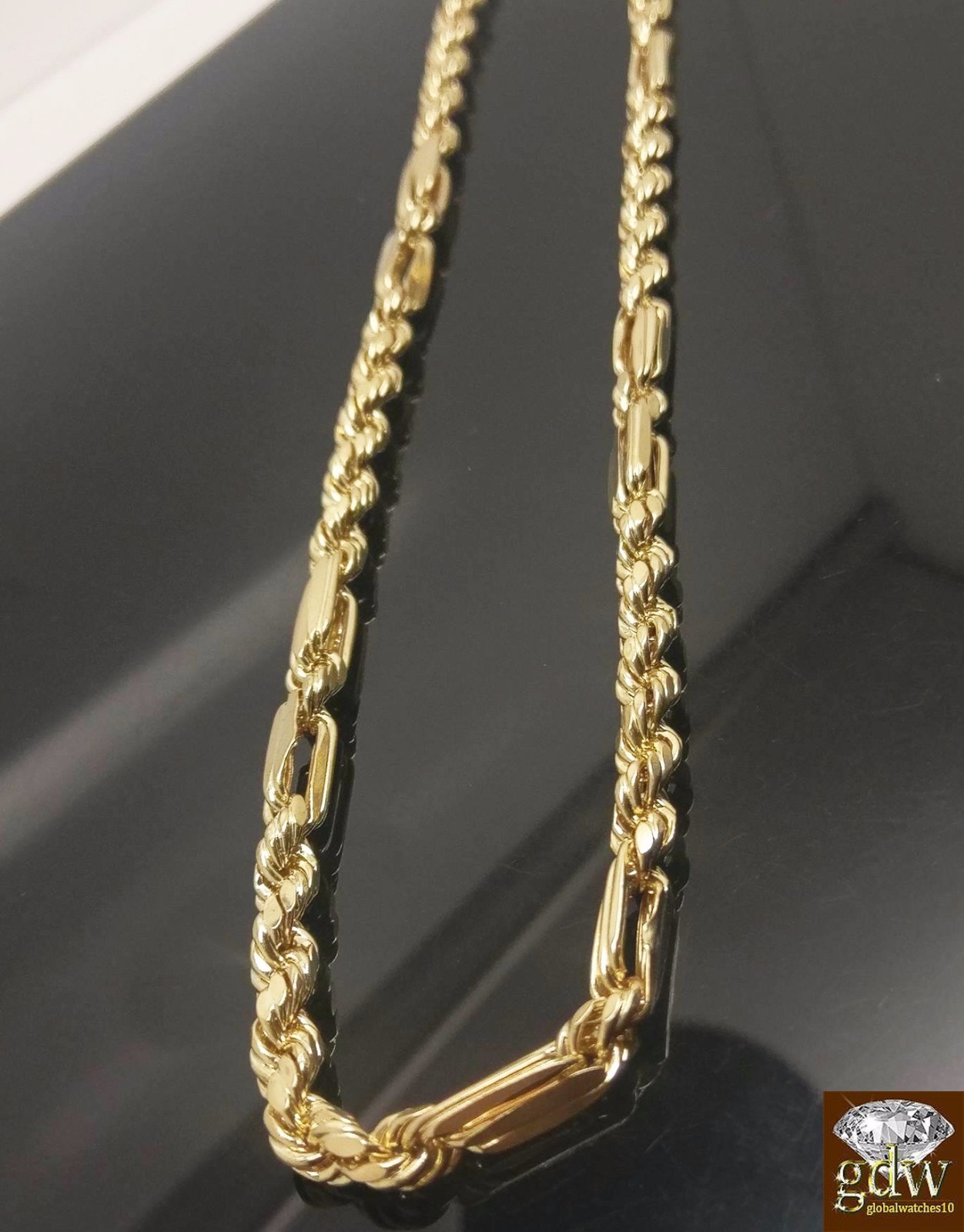 Real 10k Yellow Gold Milano Rope Chain end Necklace 6mm 22″