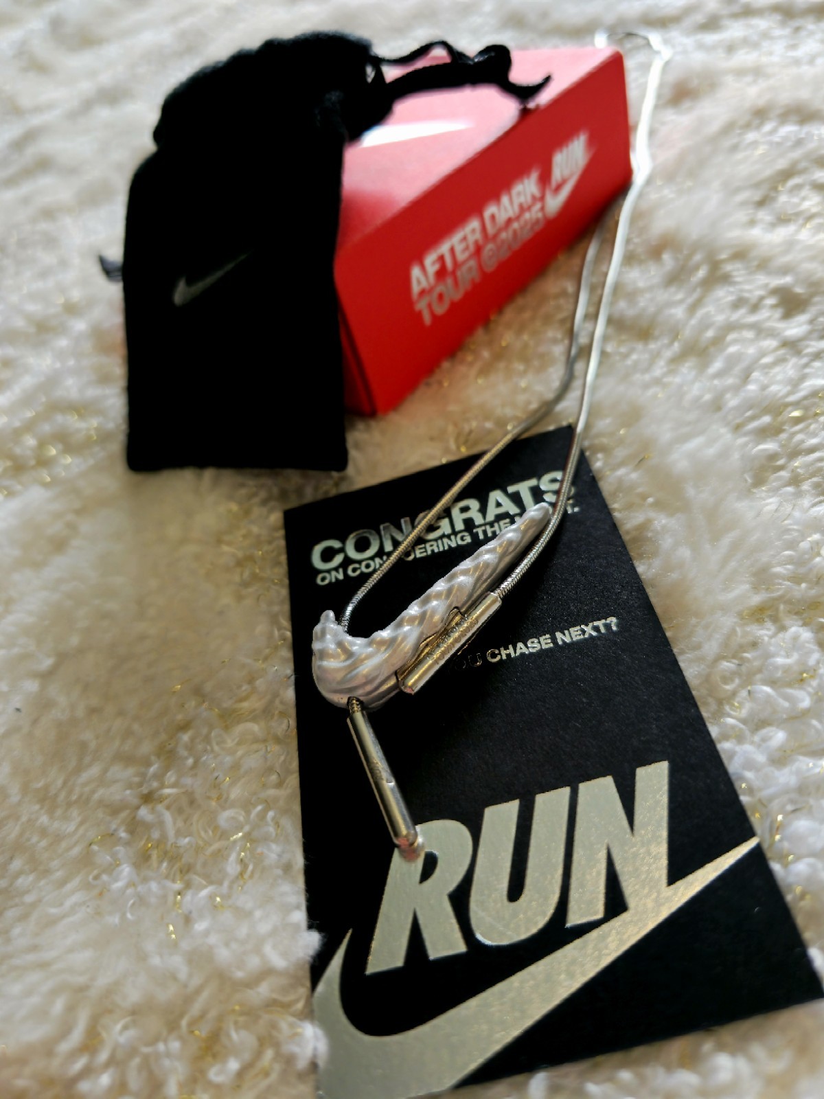 Nike After Dark Run Tour 2025 Necklace Silver Tone