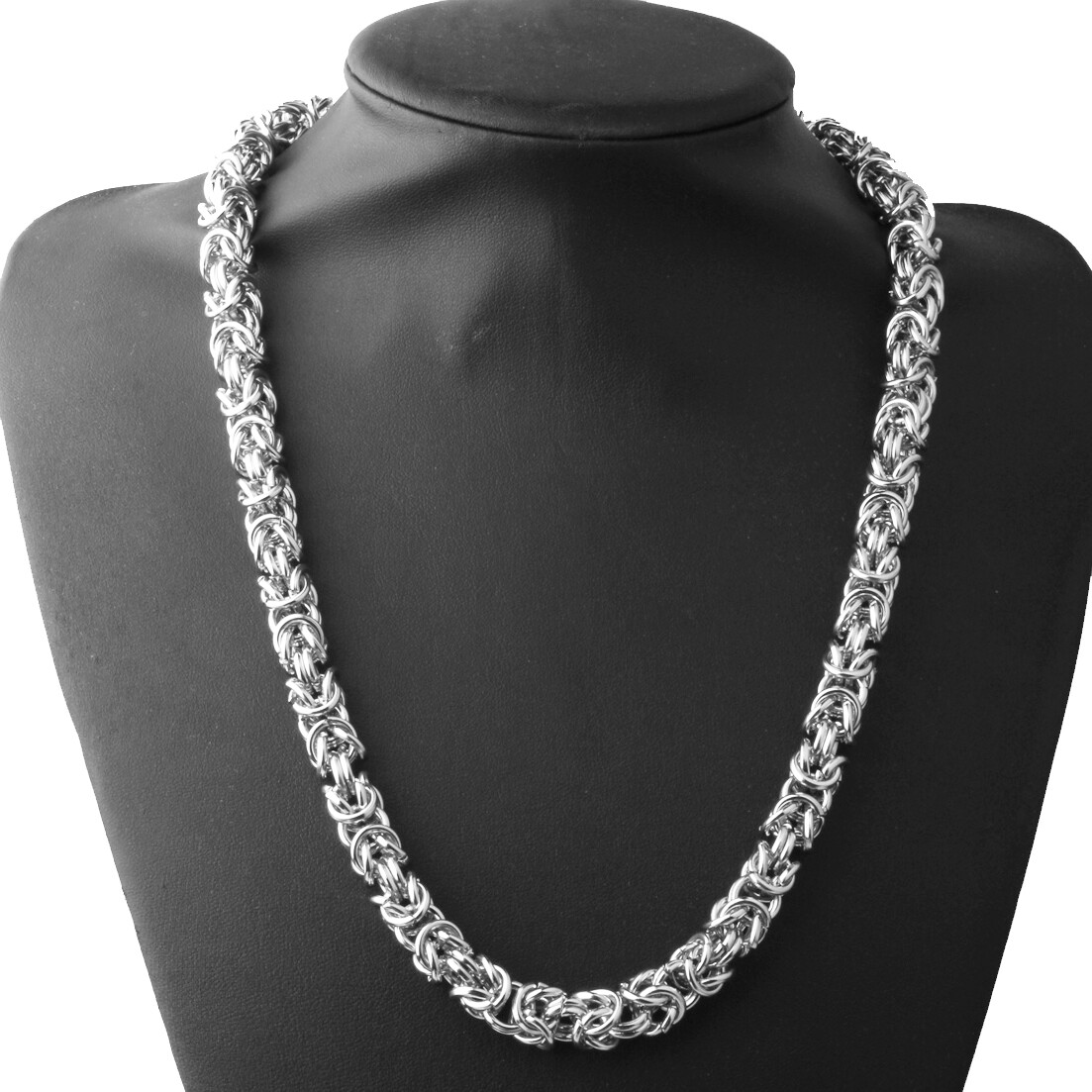 6/8/10mm Mens Chain Silver Tone Link Byzantine Stainless Steel Necklace Bracelet