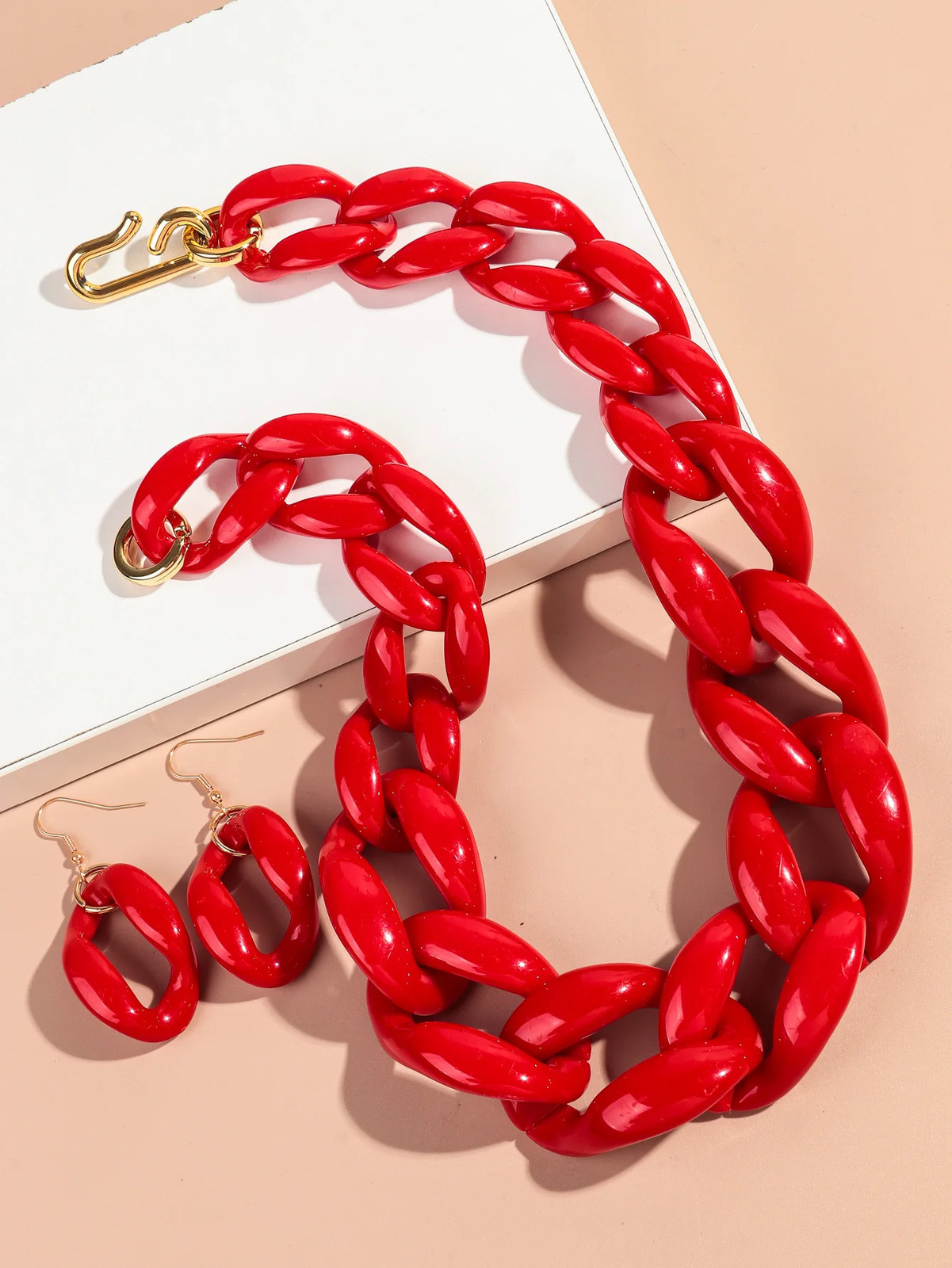 Acrylic Link Chain Necklace Chunky Statement 50cm Party Collar Women Jewelry