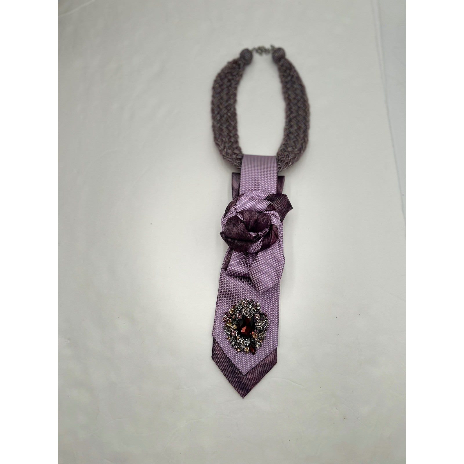 Calvin Klein & Banana Republic Upcycled Silk Tie Combo Rosette Brooch Statement