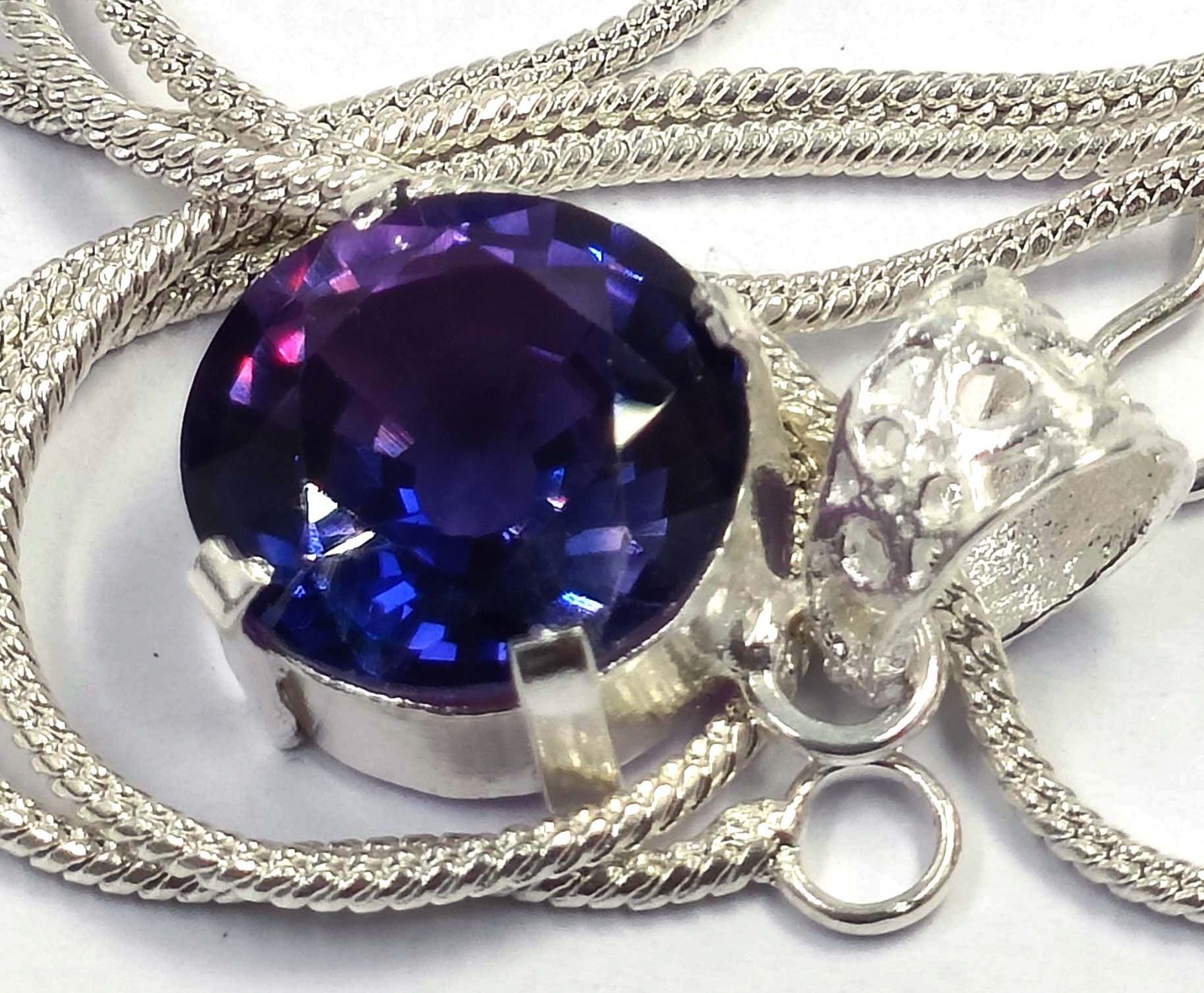 Natural 26 Ct Purple Alexandrite Round Cut EGL 925 Silver Pendant Certified 6AHN
