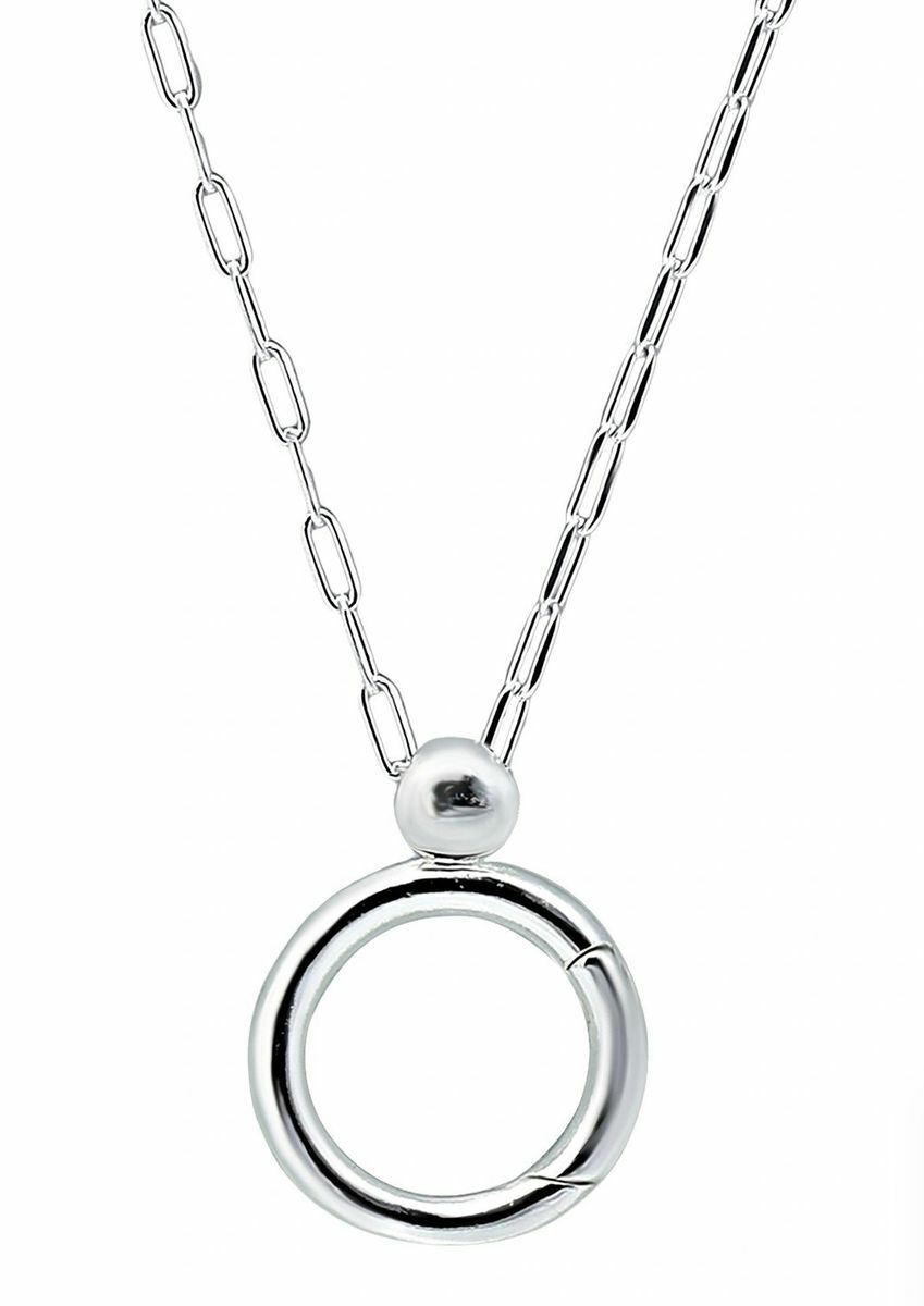 Aqua Open Circle Charm-Holder Pendant Necklace in 18K Gold-Plated Sterling 32″