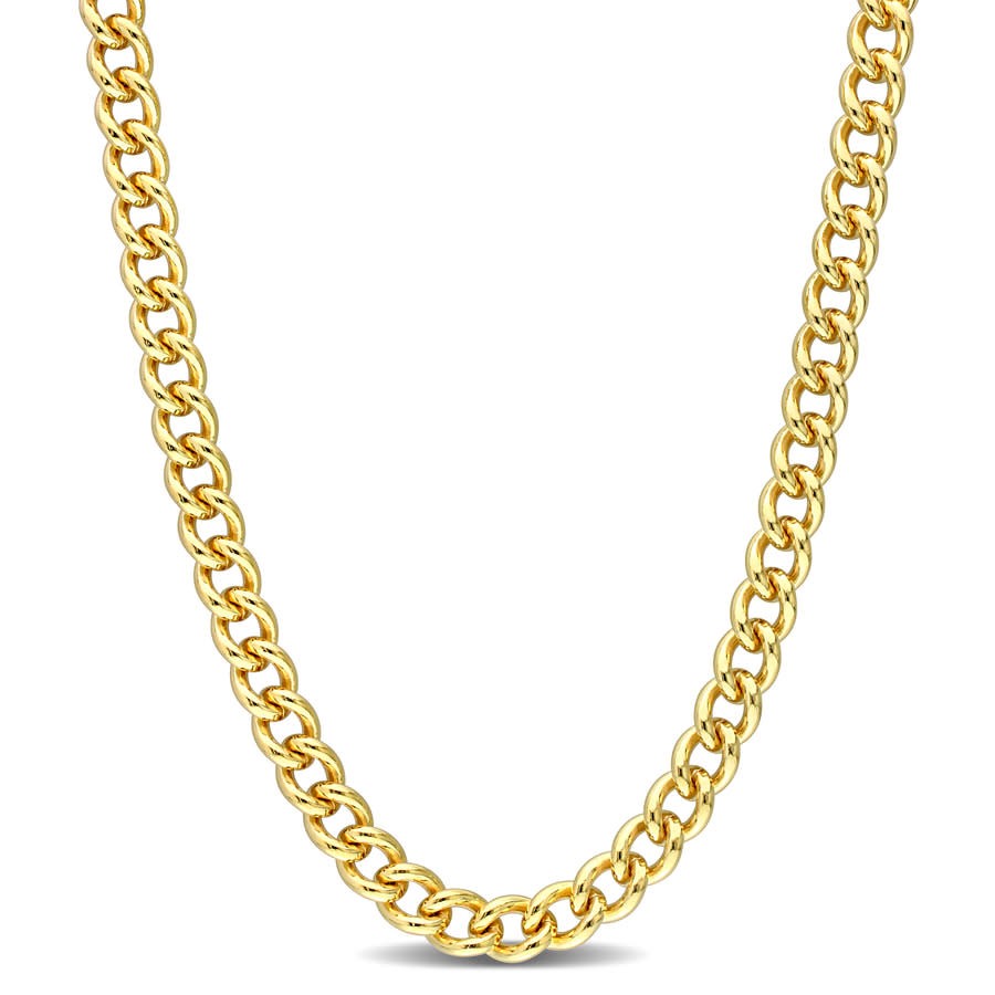 AMOUR 6.5mm Curb Link Chain Necklace In Yellow Plated Sterling Silver, 20 In