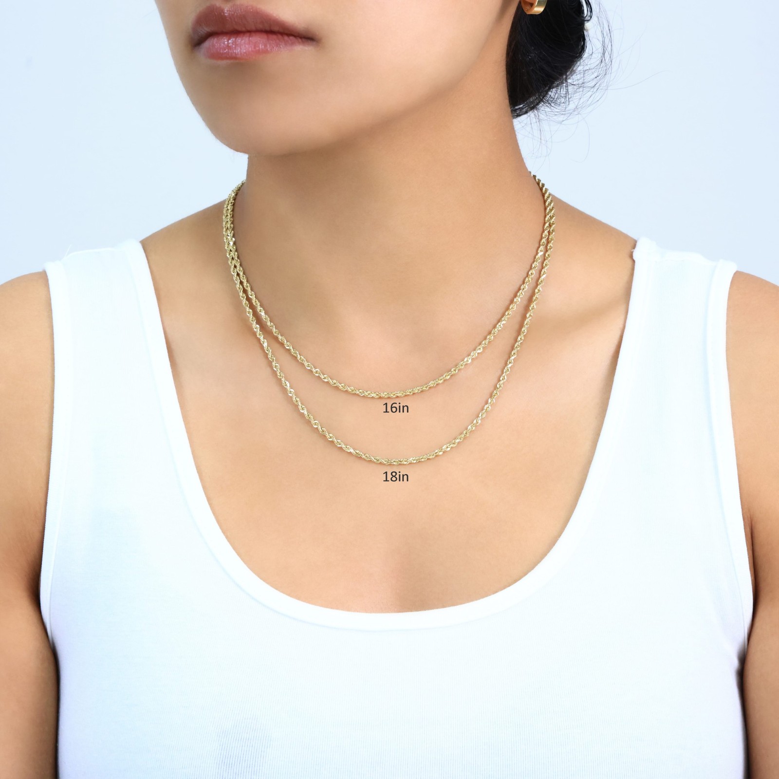 18K Yellow Gold Solid Mens 2.5mm Diamond Cut Rope Chain Italian Necklace 24″