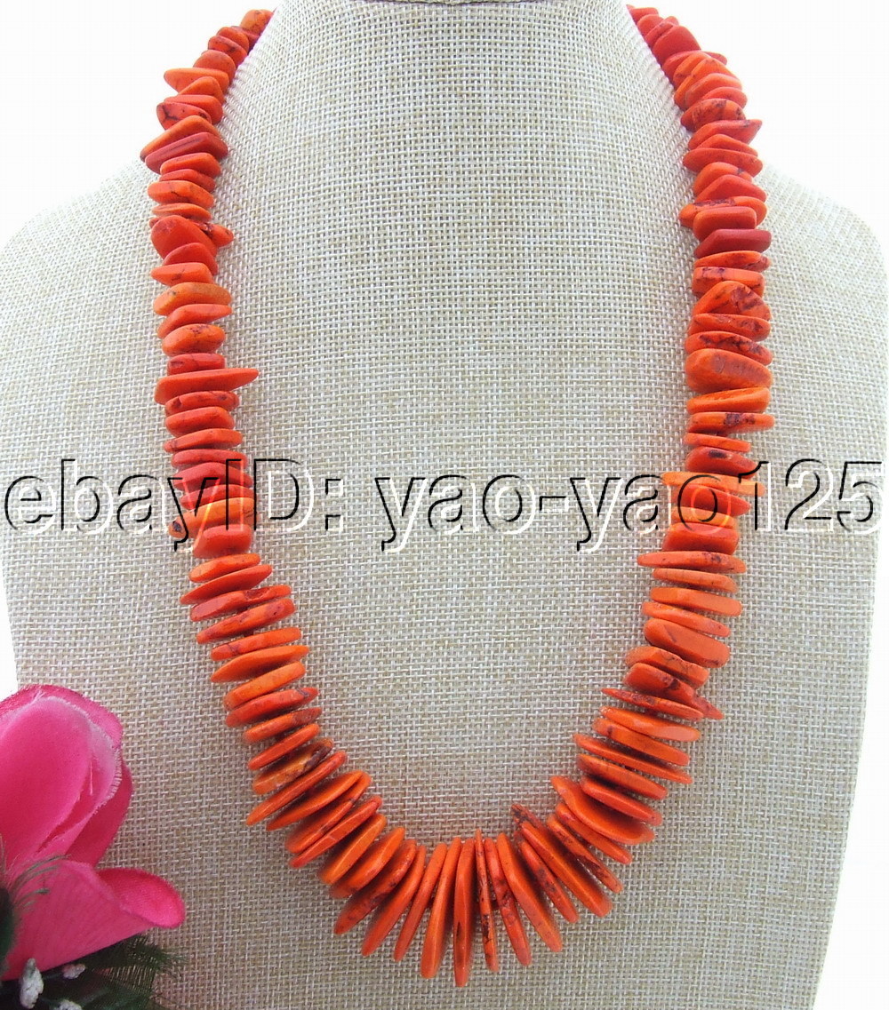 24” 10-25mm orange Turquoise Necklace