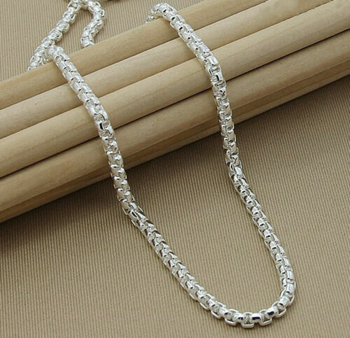 Mens womens 925 Sterling Silver 6mm Smooth Box Link Chain Necklace 18-30 Inches