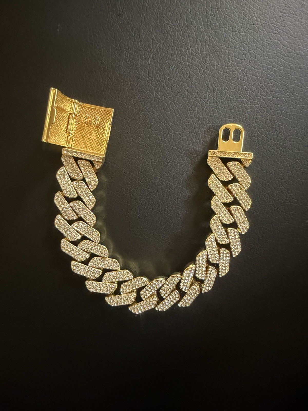 Iced Out Gold Plated Cuban Link Bracelet