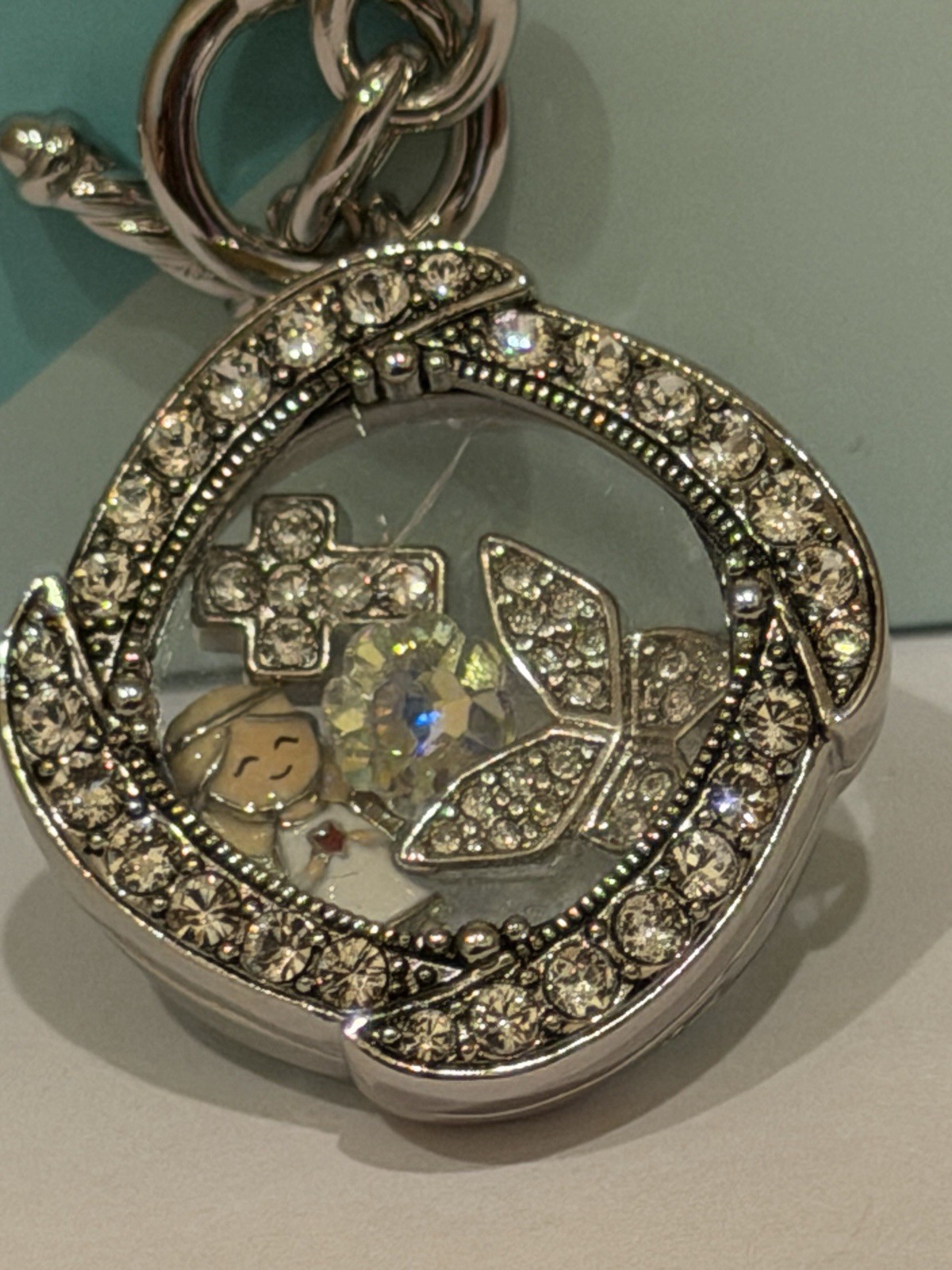 Origami Owl Silver Medium Crystal Locket Set