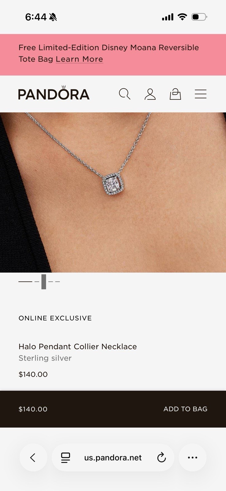 Pandora Sparkling Double Halo Collier Necklace 17.7″