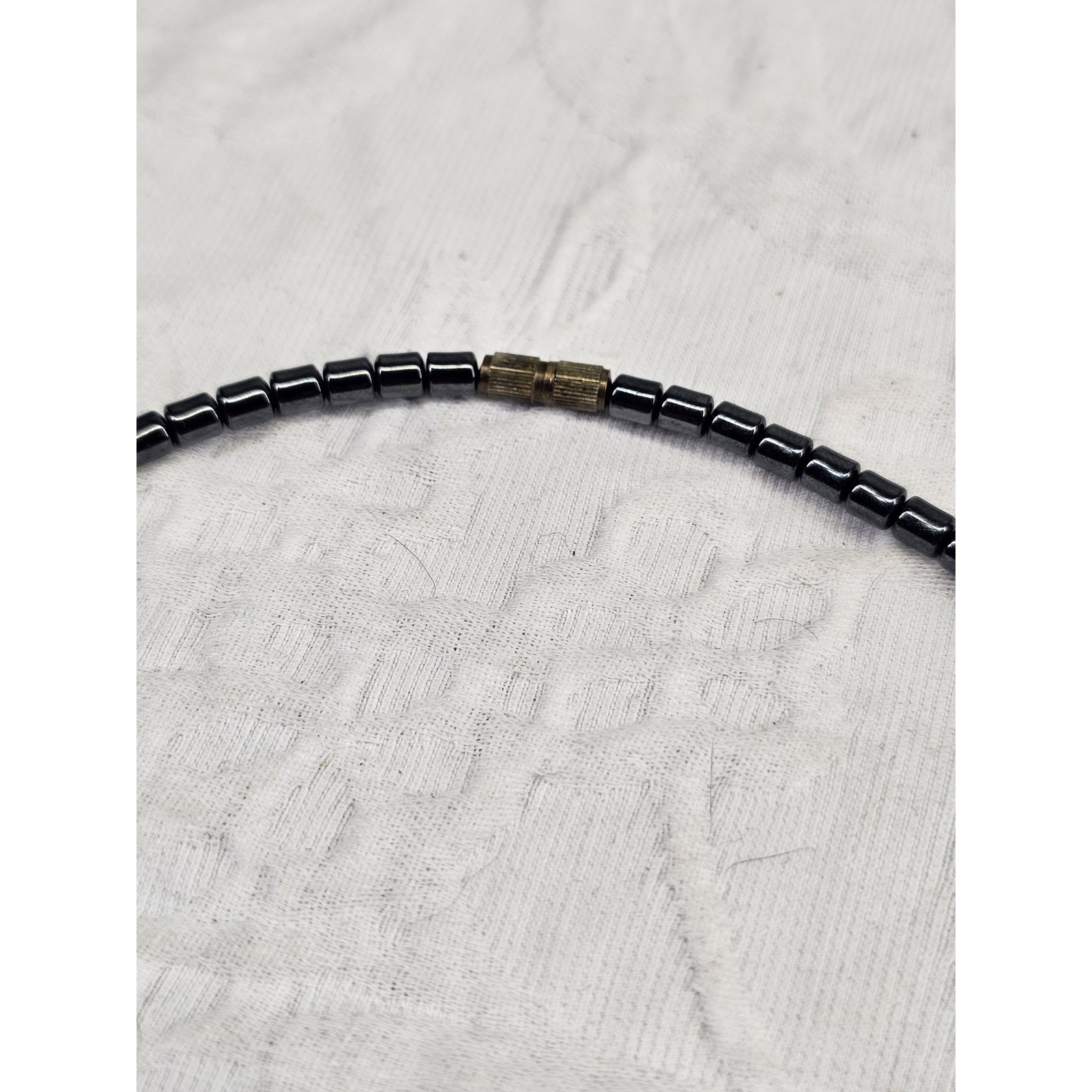 Vtg native Hematite Magnetic Necklace Beads Healing Energy Therapy Clasp Closure