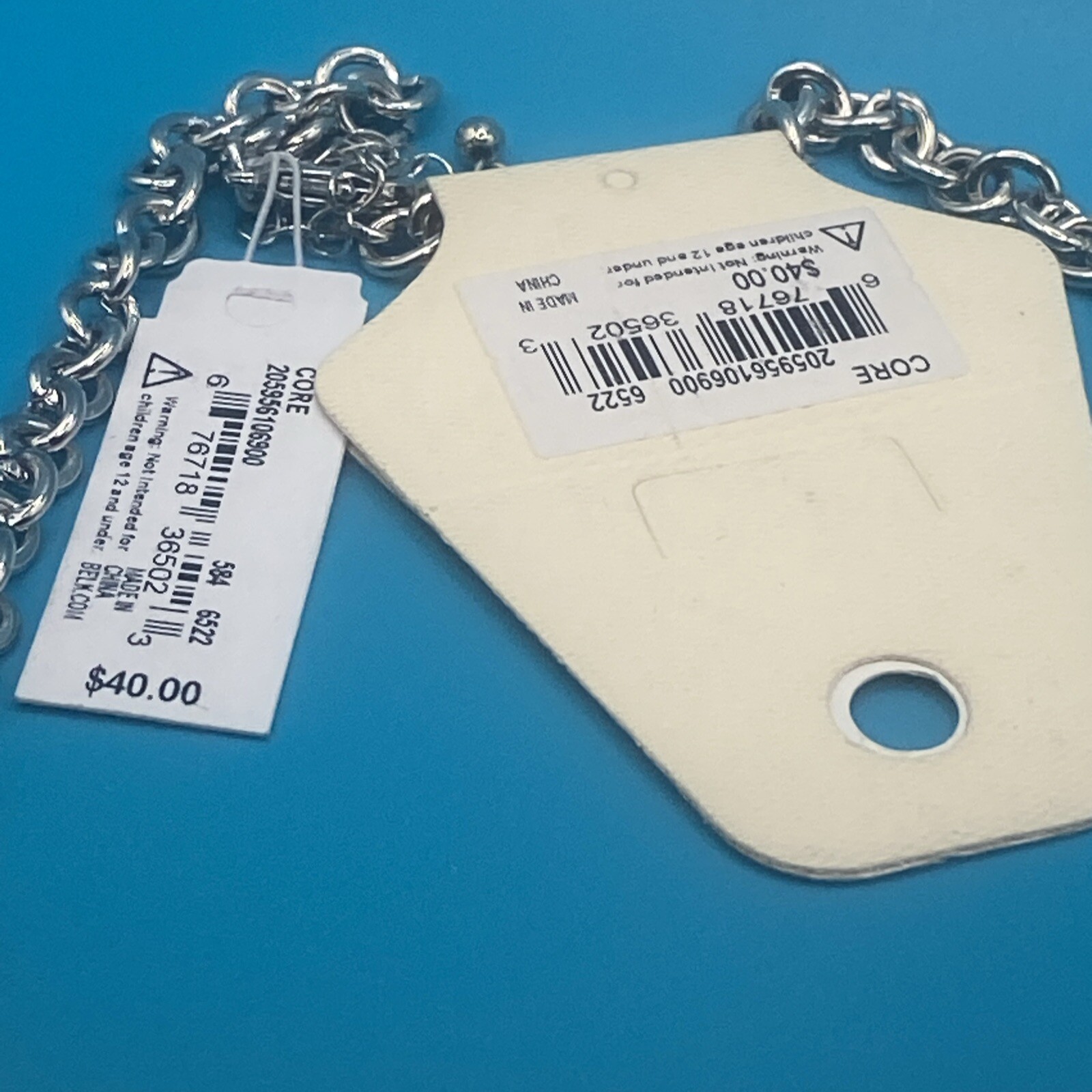 New Directions 20″ Bib Necklace Polished & Hammered Discs Thick Rolo Chain NWT
