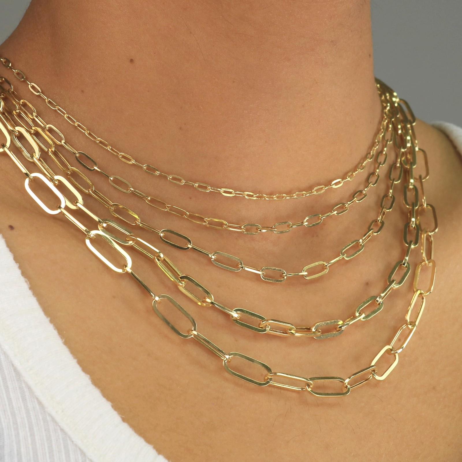 10k Yellow Gold Paperclip 2mm-7mm Chain Cable Rolo Necklace Mens Womens 16″-24″