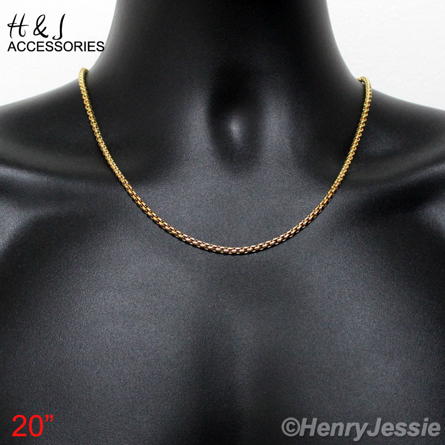 18-36″Stainless Steel 3mm Gold Plated Box Chain Bible Verse Bullet Pendant*G99