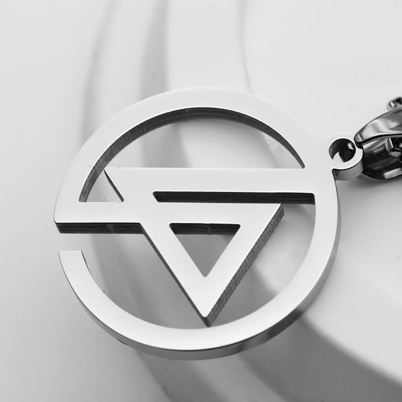 Silver Titanium Steel Geometric Linkin Park Retro Pendant Necklace 50cm Chain