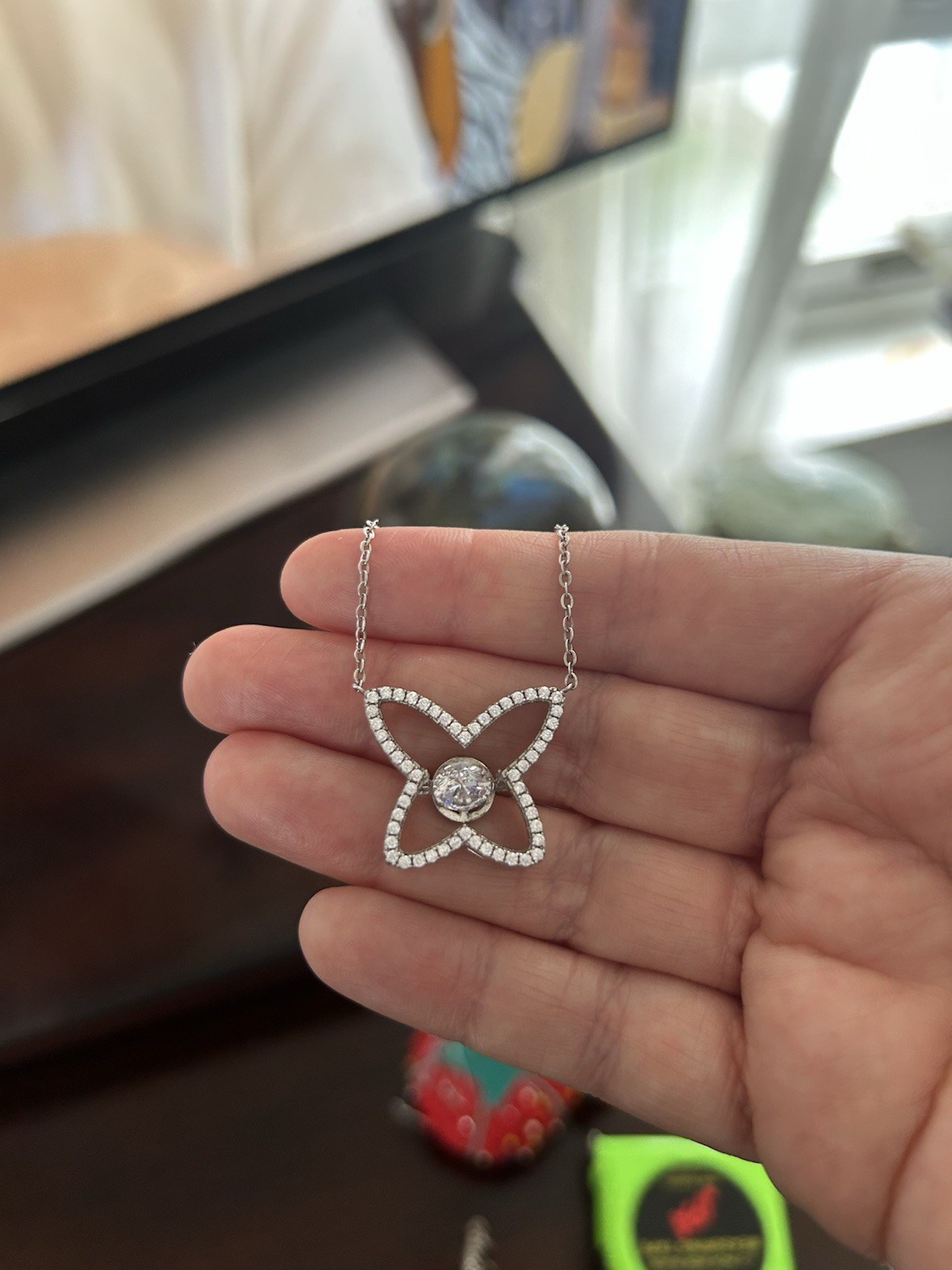 Lab Created Butterfly Necklace with Cubic Zirconia