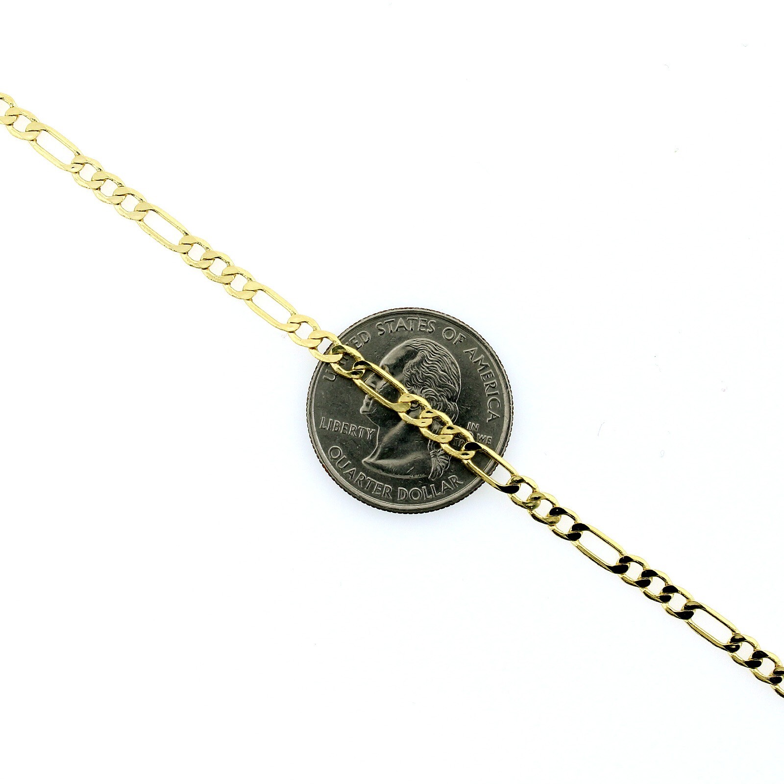 10K Yellow Gold 2.5mm 20″ Figaro Chain Italian Link Pendant Necklace Mens Womens