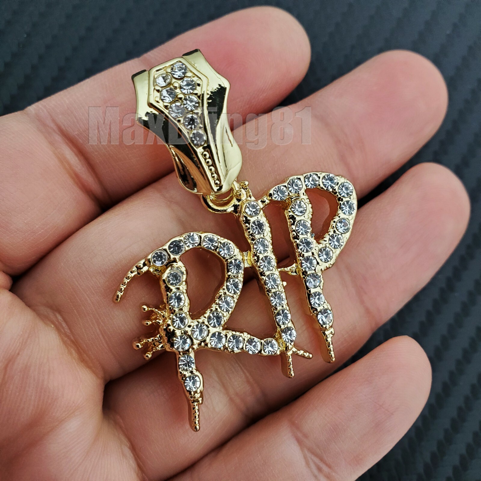 RIP Rest In Peace Pendant & 12mm 16″ 18″ Iced Baguette Choker Chain Necklace