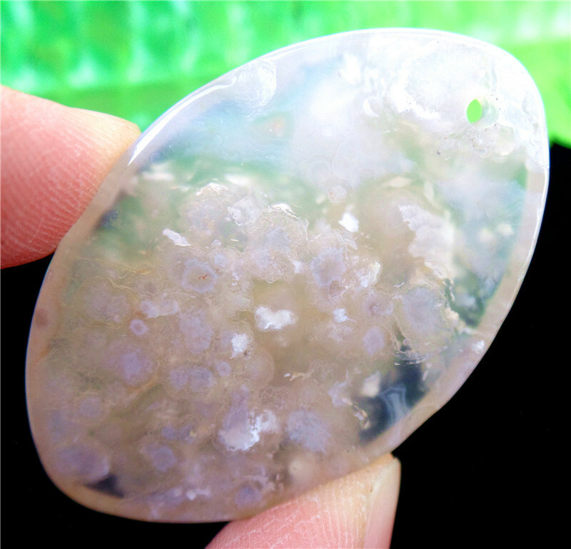47x30x7mm Natural Cherry Blossom Agate Crystal Marquise Pendant Bead EA85627