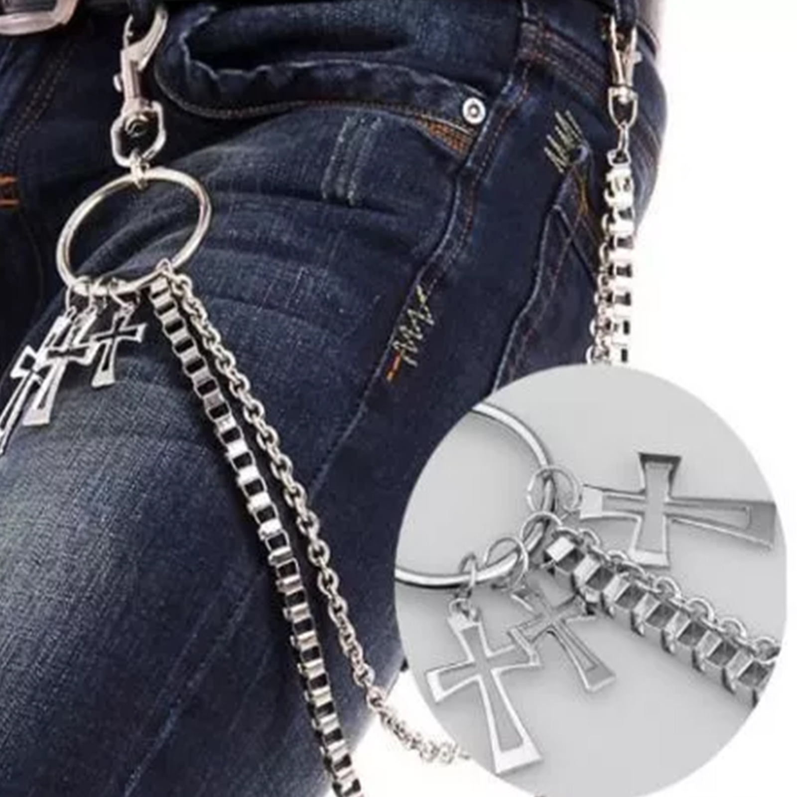 Unisex Hip Hop Punk Chains Goth Chain for Trousers Pants Jeans Biker US