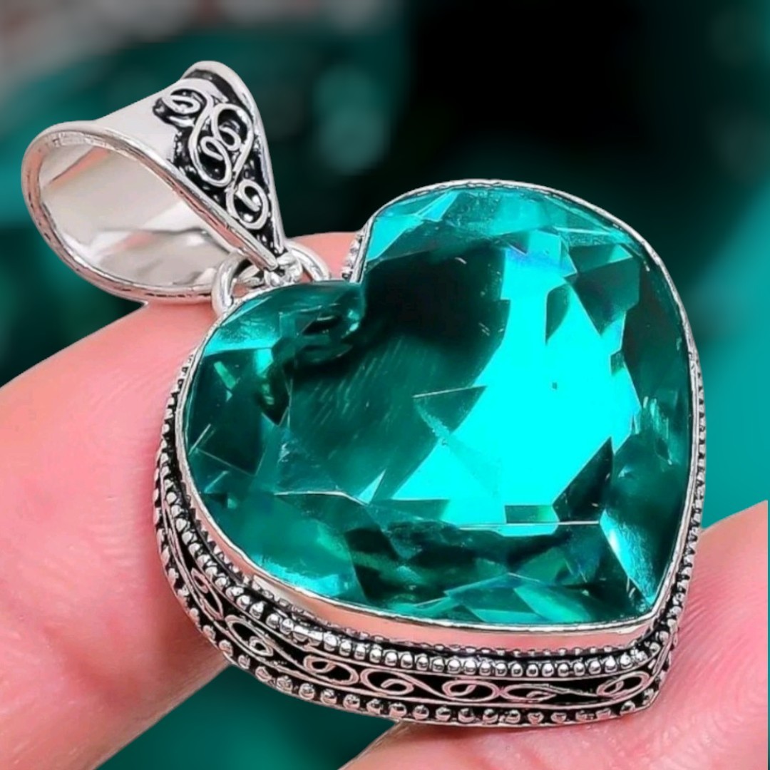 Green Tourmaline Gemstone Handmade 925 Silver Jewelry Pendent