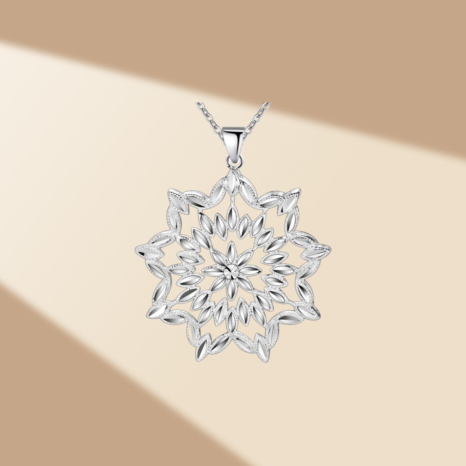 925 Sterling Silver Flower Pendant Necklace Women Wedding Engagement Jewelry