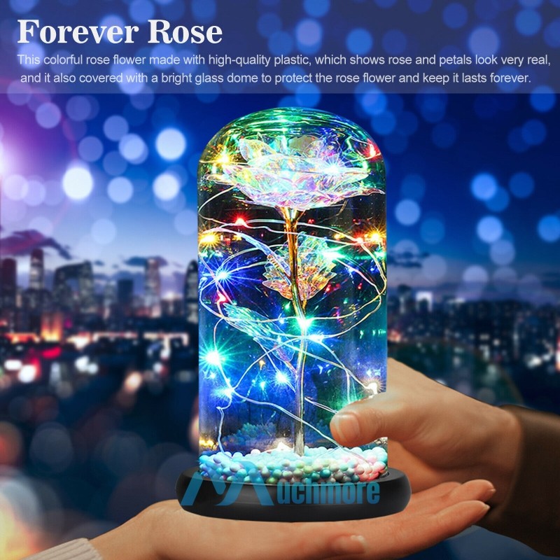 Beauty and The Beast Rose LED Enchanted Galaxy Rose Eternal Flower Lighted Décor