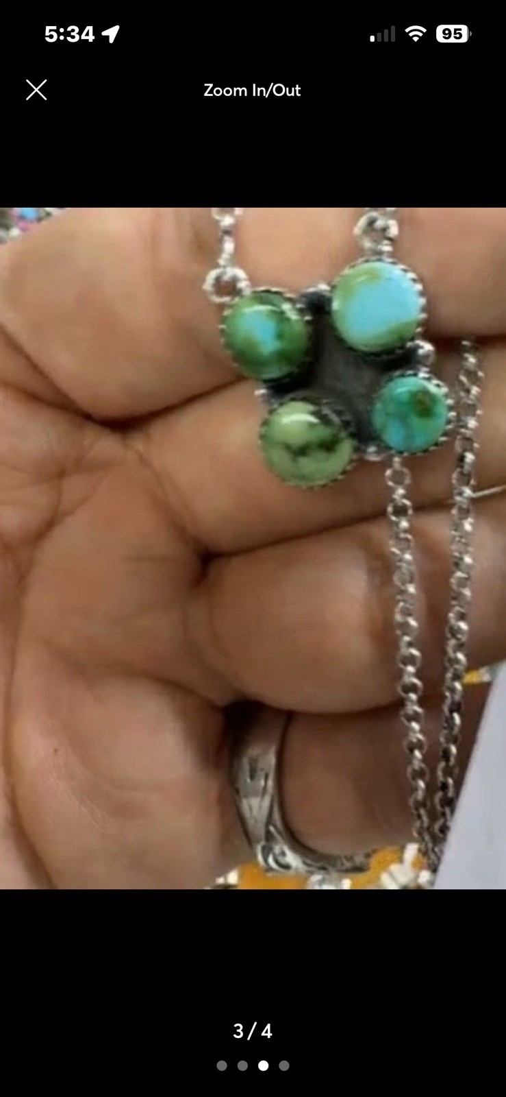 Sonoran Gold Turquoise Cluster Necklace 18” In Sterling Silver 925.
