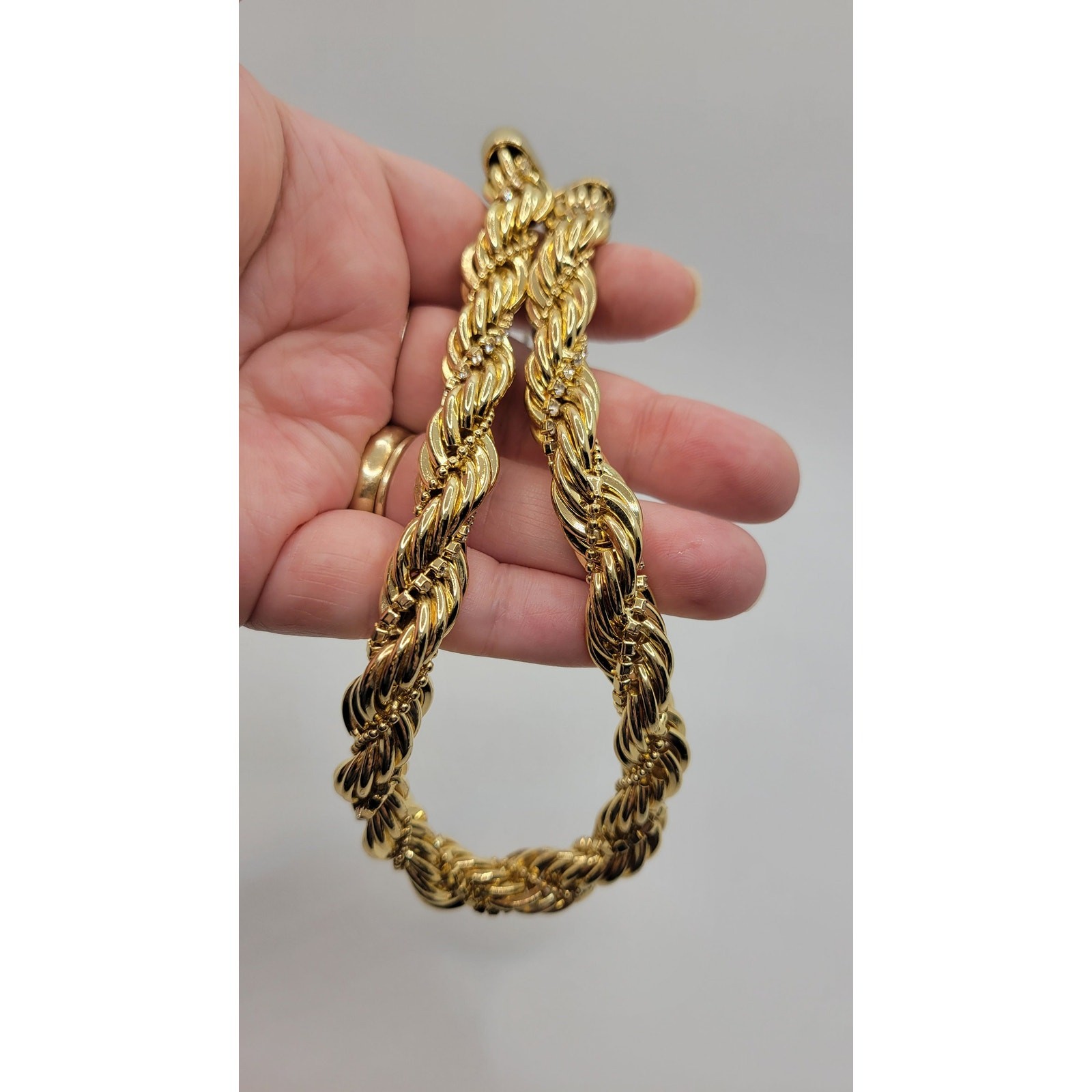 Baublebar Twisted Chain Necklace Signed Statement Crystal Strand Bead Ball