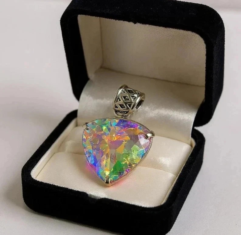 60 CT+ Flawless Rainbow Fire Mystic Topaz 925 Sterling Silver Plated Jewelry