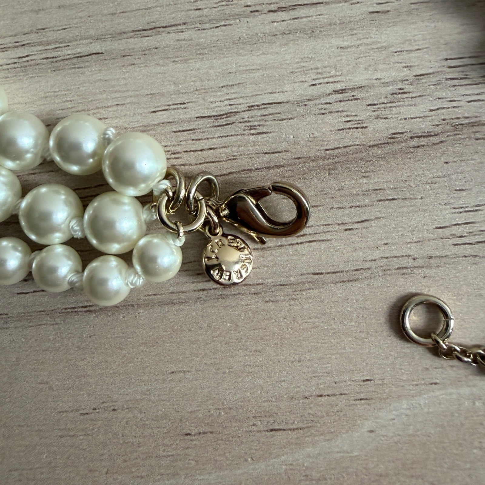 J.Crew Multi-Strand Graduated Faux Pearl Necklace Cream Gold Tone OS Excellent