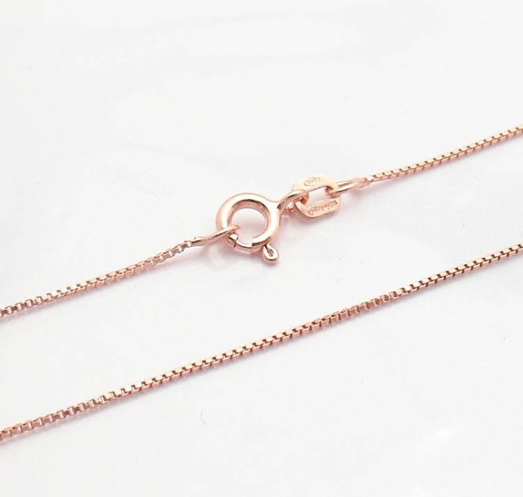 Technibond Venetian Box Chain Necklace 14K Rose Pink Gold Clad Sterling Silver