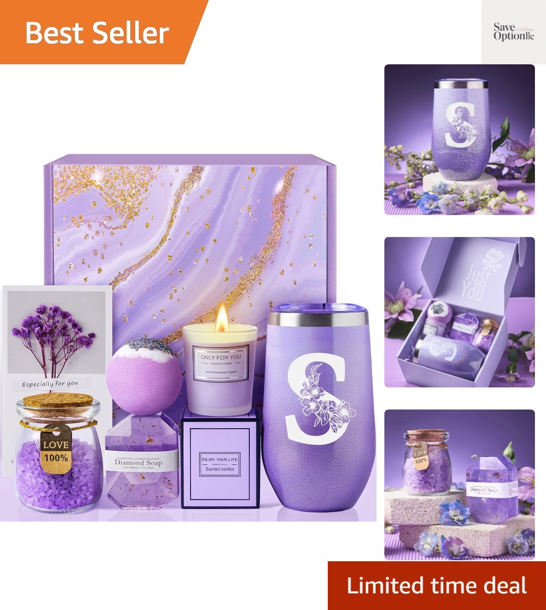 Personalized Lavender Spa Gift Basket for Women – Monogrammed Relaxation Set