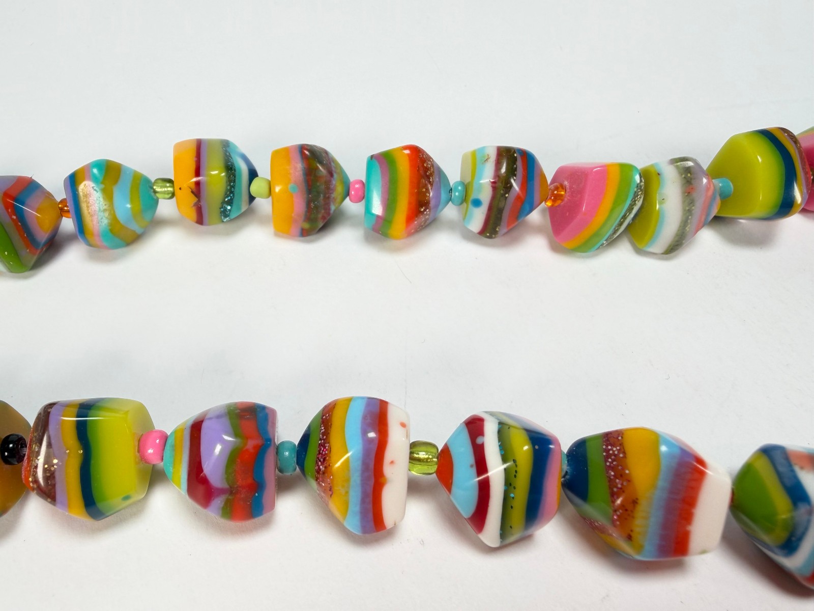 Jackie Brazil “Camille Liquorice Stripes x Kandinsky Small Stones 110cm Necklace