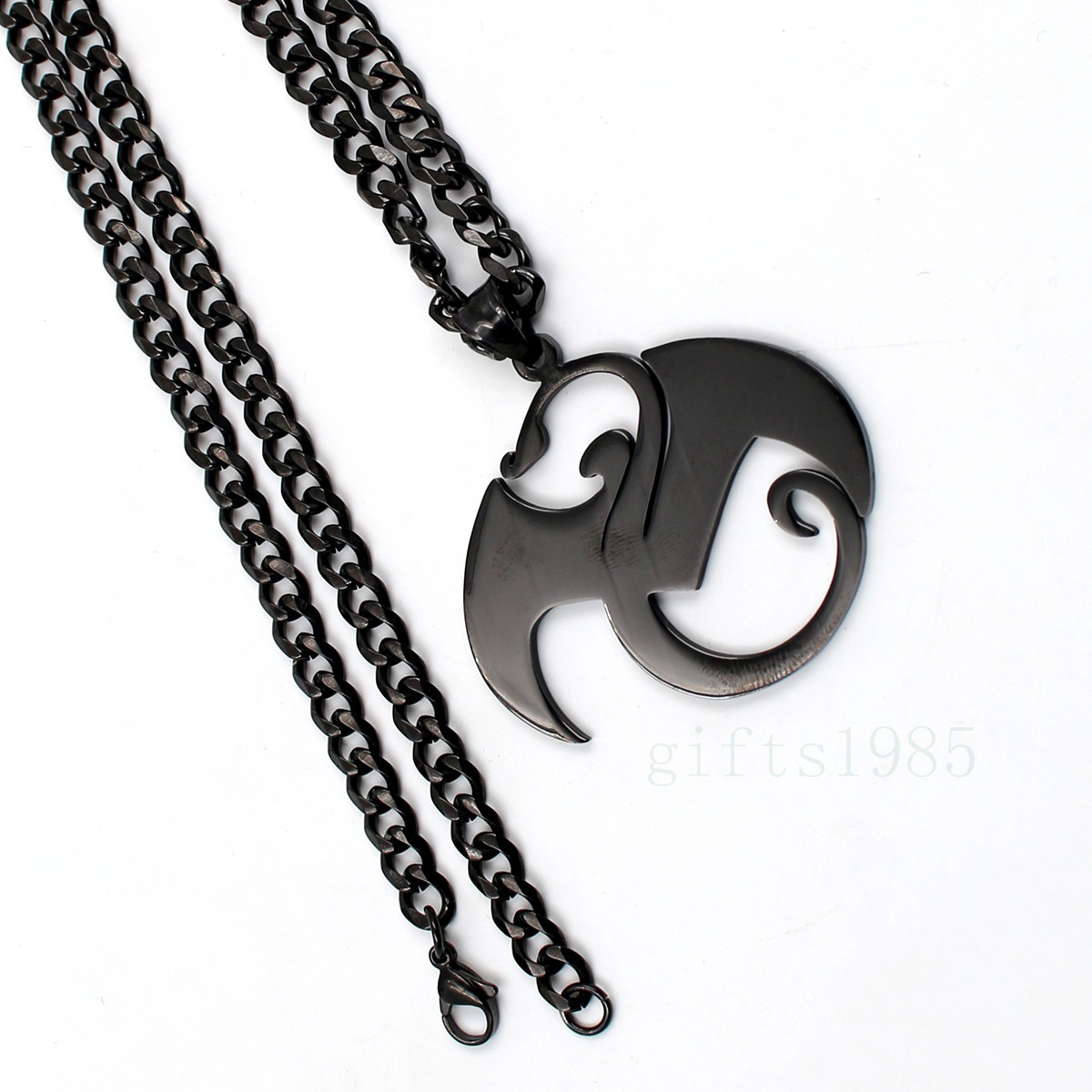 NEW Black Large strange music charm S.steel pendant TECH N9NE curb necklace 24″