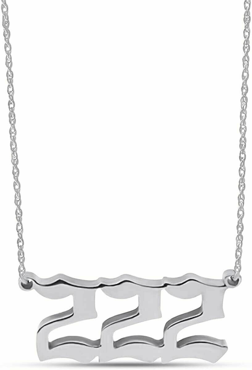 Silver 222 Angel Number Necklace, Jewelry Charms Minimalist Stainless Steel